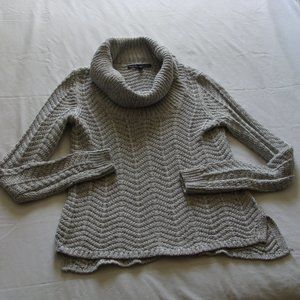 WHBM WHITE HOUSE BLACK MARKET Silver & Gray Long Sleeve COWL Neck SWEATER Sz S